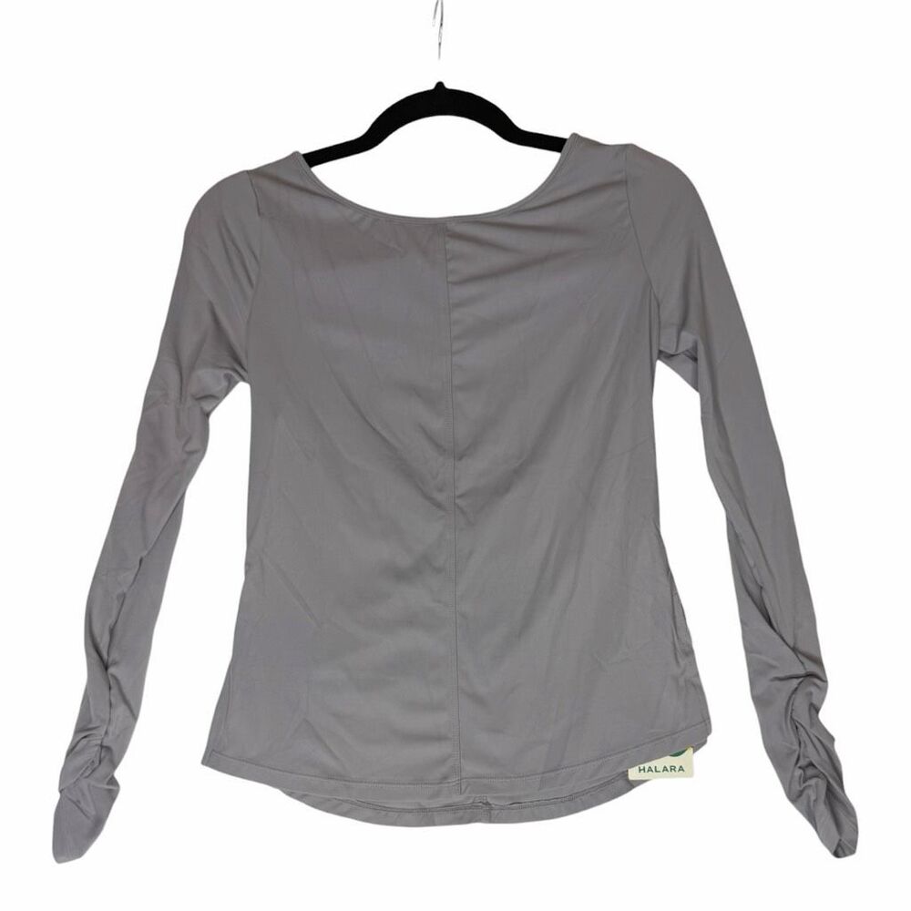 NEW Halara XS Gray Open Back‎ Crossover Long Sleeve Athletic Top